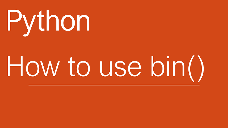 Python bin() Function