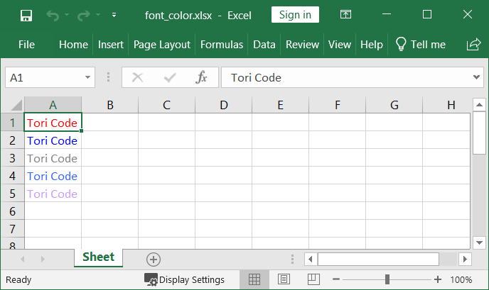 Python OpenPyXL Font Color for Excel Cells