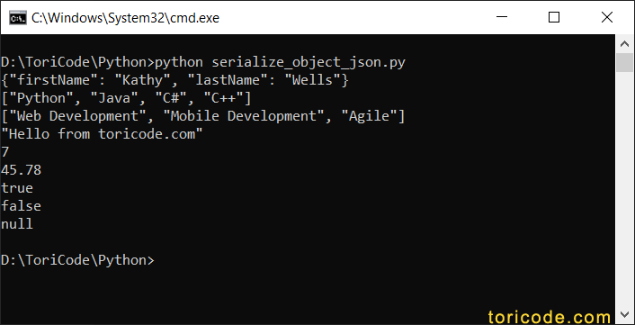 Serialize Python Object to JSON String